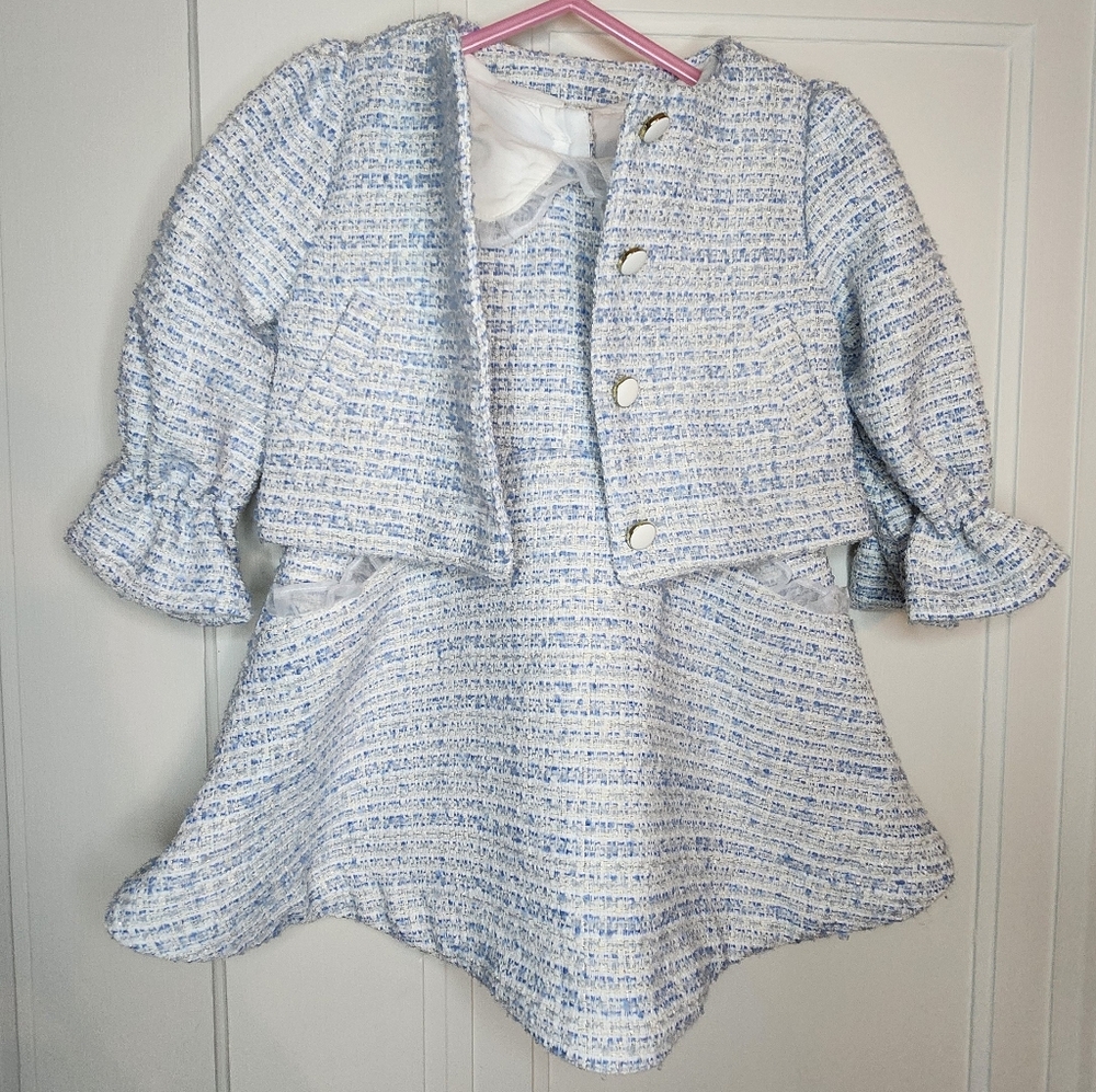 Janie and Jack Tweed Ruffle Dress Jacket Set Outfit Special Occasion 12-18 Month - Picture 6 of 16